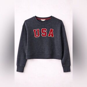 Lucky Brand Cropped USA Graphic Sweater Americana Women’s M